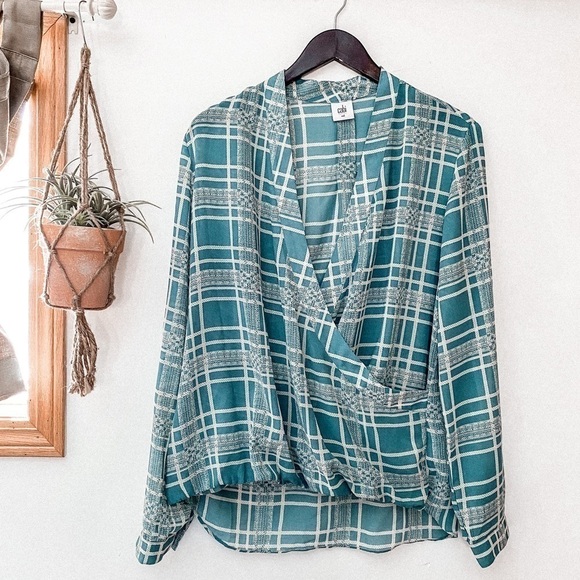 CAbi #3088 Sheer Deep V-Neck Blouse - Picture 2 of 6